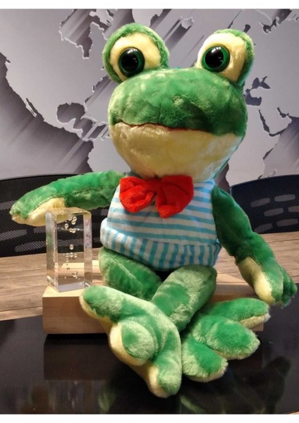 Luxury Cam Göz Sevimli Kurbağa Mavi Peluş Oyuncak 45CM 1 Adet