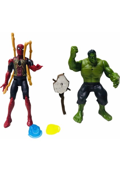 Luxury Süper Kahramanlar Örümcek Adam Hulk 2 Li Işıklı Figür Oyuncak 1 Adet