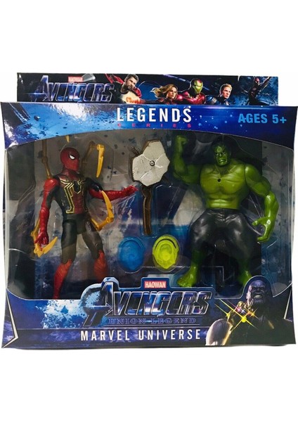 Luxury Süper Kahramanlar Örümcek Adam Hulk 2 Li Işıklı Figür Oyuncak 1 Adet