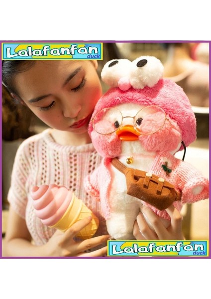 Luxury Lalafan Fan Duck Peluş Gözlük Omuz Çanta Oyuncak Hulv Vhosel Sen 29.5cm Yumuşak Kavai Kadife Ördek 1 Adet