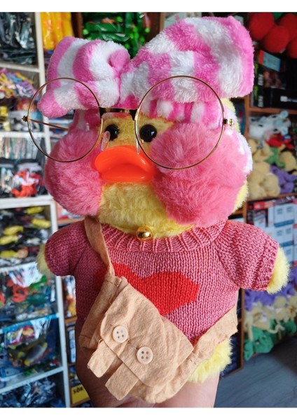 Luxury Lalafan Fan Duck Peluş Gözlük Omuz Çanta Oyuncak Hulv Vhosel Sen 29.5cm Yumuşak Kavai Kadife Ördek 1 Adet