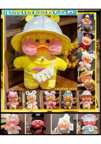 Luxury Lalafan Fan Duck Peluş Gözlük Omuz Çanta Oyuncak Hulv Vhosel Sen 29.5cm Yumuşak Kavai Kadife Ördek 1 Adet