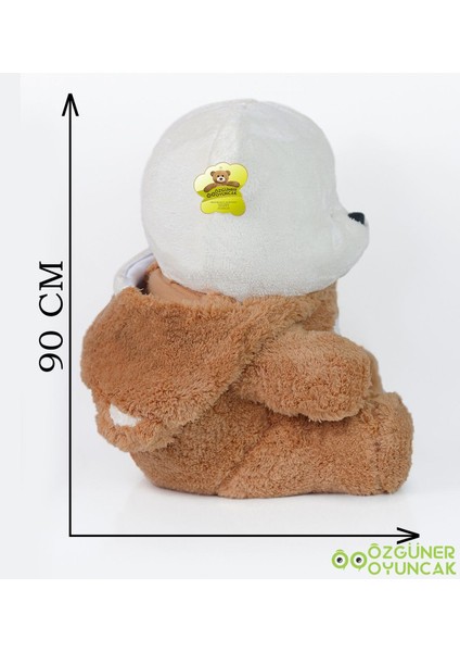 Luxury Kapüşonlu Peluş Ayı Sevgiliye Özel - Sevimli Ayı 90 cm 1 Adet