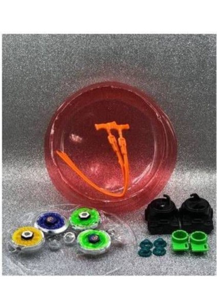 Luxury Unisex Çocuk Kırmızı Beyblade Arenalı 4lü Metal Beybilet 1 Adet