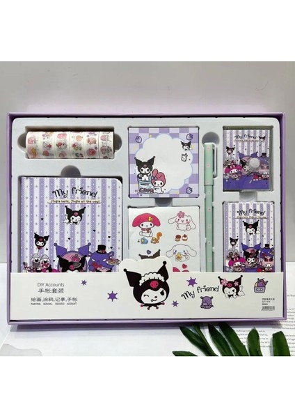 Luxury Kawaii Sanrio Set Bant Sticker Kuromi Yapışakanlı Sticker Defter Kalem Set Hediyelik Okul Kırtasiye 1 Adet