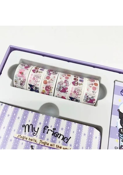 Luxury Kawaii Sanrio Set Bant Sticker Kuromi Yapışakanlı Sticker Defter Kalem Set Hediyelik Okul Kırtasiye 1 Adet fırsatları
