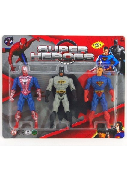 Luxury 3'lü Avengers Betman Spiderman Süpermen Kartela Figür Kahraman Oyuncak 1 Adet