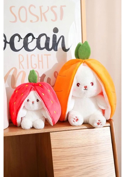 Luxury Tavşan Çantalı Sevimli Çilek Tavşan Peluş Çilek Tavşan Çantalı 50 cm Sevimli Çilek Tavşan Hediyelik 1 Adet modelleri