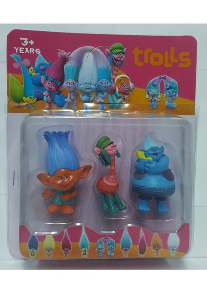 Luxury 3lü Trolls Set Branch, Biggie, Cooper 1 Adet