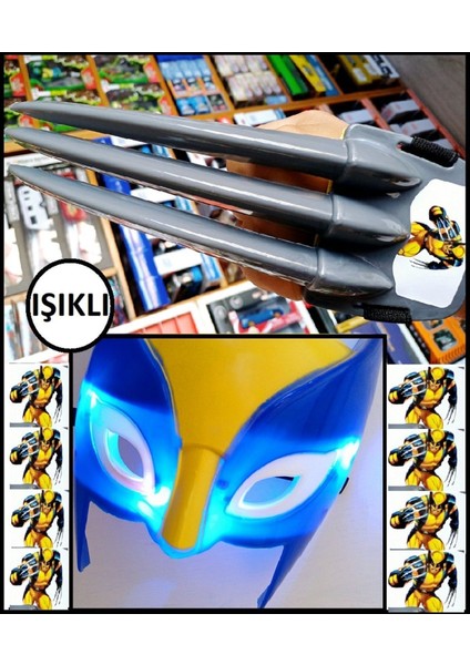 Luxury Wolverine Logan Bilek Bıcakları ve Işıklı Maske Actıon Fıgure 3lü Volverin Model 1 Adet