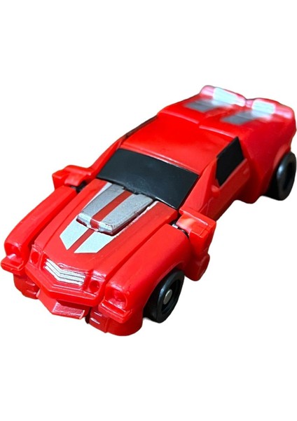 Luxury Super Warrior Mini Plastik Gövdeli Dönüşebilen Robot Araba 7.5 cm Kırmızı 1 Adet