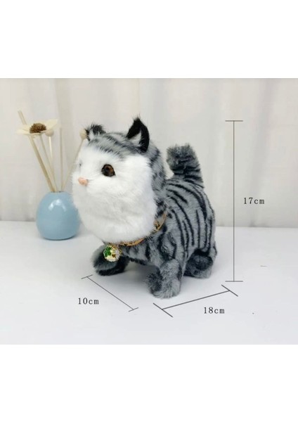 Luxury Miyavlayan Yürüyen Kuyruğunu Sallayan Peluş Kedi Oyuncak 1 Adet