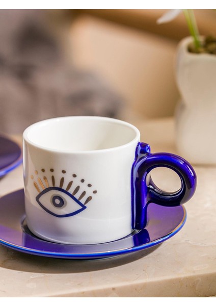 Lcw Home Göz Baskılı 2 Kişilik Porselen Kahve Fincan Takımı 90 ml