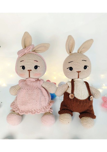 Luxury Amigurumi 2li Oyuncak Seti /sevimli Yumuşak Tavşanlar 1 Adet modelleri