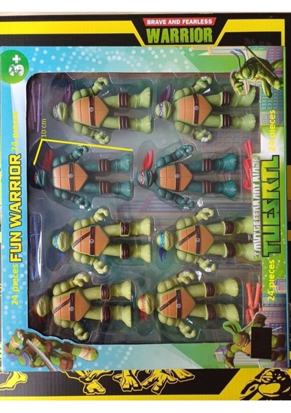 Luxury Ninja Kaplumbağa 24 Parça Leonardo Michelangelo Raphael Donatello Oyuncak Figür Set Aksesuarlı 1 Adet
