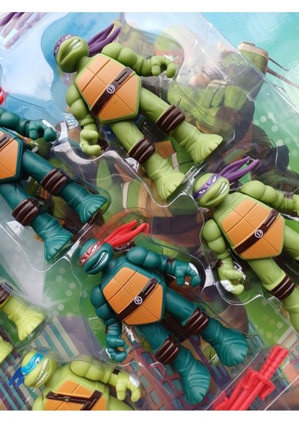 Luxury Ninja Kaplumbağa 24 Parça Leonardo Michelangelo Raphael Donatello Oyuncak Figür Set Aksesuarlı 1 Adet