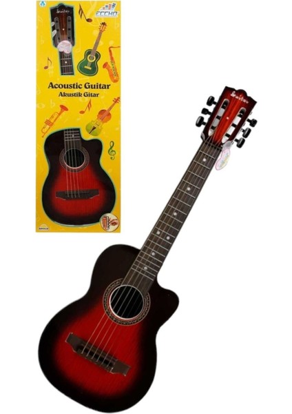 Luxury Aksur Ahşap Görünümlü Gerçek Telli Oyuncak Kahverengi Akustik Gitar 69 cm 1 Adet