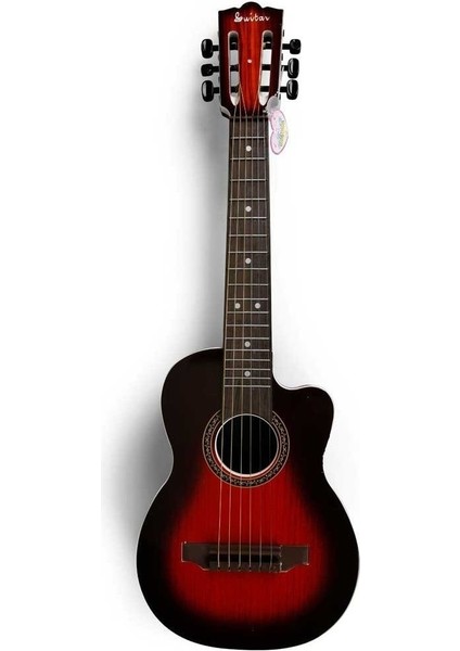 Luxury Aksur Ahşap Görünümlü Gerçek Telli Oyuncak Kahverengi Akustik Gitar 69 cm 1 Adet