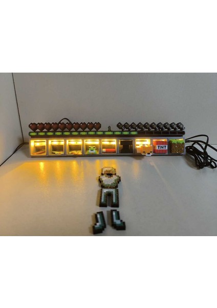 Luxury Minecraft Inventory Figür Kutu Premium Seri (Ledli)/ 10 Farklı Figür Hediye 1 Adet