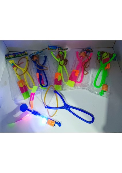 Luxury 2 Renkli Yeni Model LED Işıklı Eğlenceli Lastik Sapan 6 Adet. 1 Adet