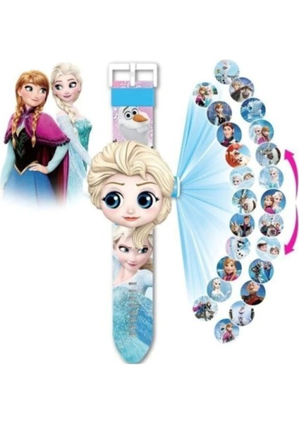 Luxury Spiderman Elsa Frozen Ikili Projeksiyonlu Saat 24 Farklı Resim Yansıtmalı 1 Adet