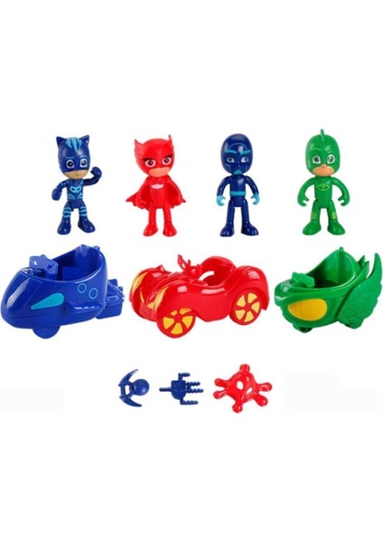 Luxury ES3363 Pjmasks Pijimaskeliler Aksiyon Figür Oyuncak Seti Araçları Aksesuarları 1 Adet
