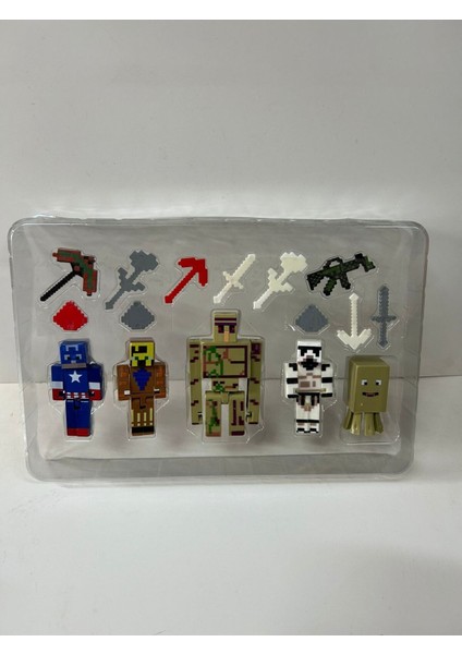 Luxury Minecraft Figür Set 16 Parça, Bol Aksesuarlı 1 Adet