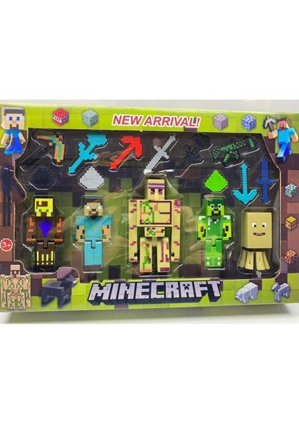 Luxury Minecraft Figür Set Yeni Model Mimecraft 5’li Figür Bol Aksesuarlı Set 16 Parçalı Maykıraft Set 1 Adet