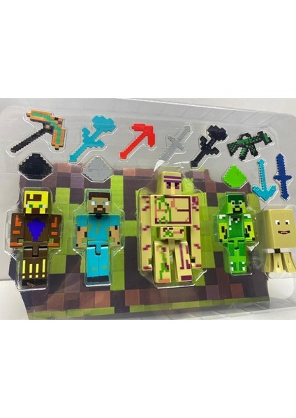 Luxury Minecraft Figür Set Yeni Model Mimecraft 5’li Figür Bol Aksesuarlı Set 16 Parçalı Maykıraft Set 1 Adet modelleri