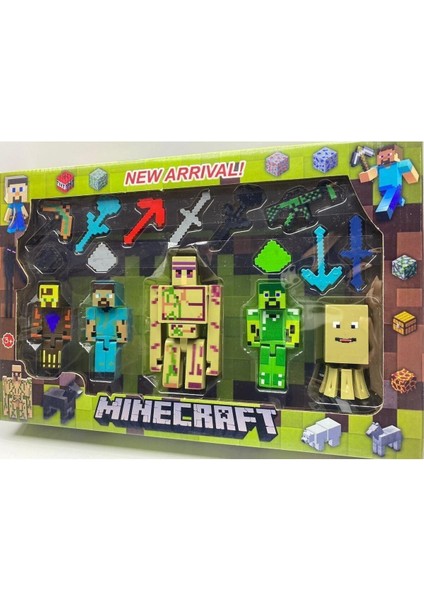 Luxury Minecraft Figür Set Yeni Model Mimecraft 5’li Figür Bol Aksesuarlı Set 16 Parçalı Maykıraft Set 1 Adet fırsatları