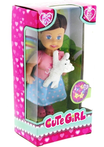 Luxury Mullurg URG01 Cute Girl Beyaz Köpekli ve Kumral Mini Bebek (Muul) 1 Adet