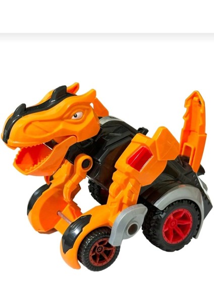 Luxury Trex Dinozor Figür Araba Sürtmeli Teker Robot Dinozor 15 cm Turuncu 1 Adet