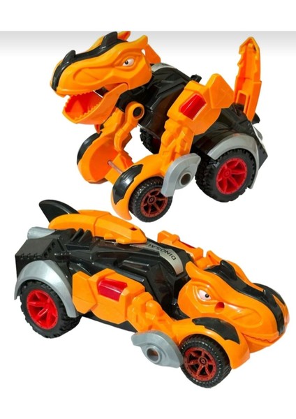 Luxury Trex Dinozor Figür Araba Sürtmeli Teker Robot Dinozor 15 cm Turuncu 1 Adet