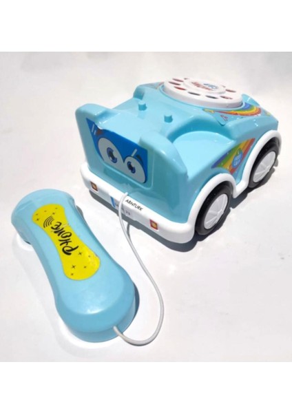 Luxury Eğlenceli Mavi Arabalı Telefon 18CM Çevirmeli Telefon Sürüklenebilir Klasik Retro Oyun Telefonu 1 Adet