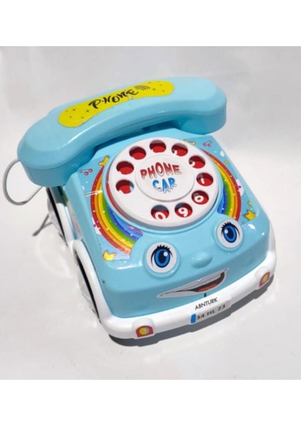 Luxury Eğlenceli Mavi Arabalı Telefon 18CM Çevirmeli Telefon Sürüklenebilir Klasik Retro Oyun Telefonu 1 Adet
