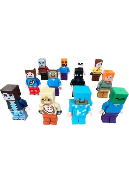 Luxury Minecraft Mega Set 12 Figürlü Tam 24 Parça Figür Boyutları 4 cm 1 Adet modelleri