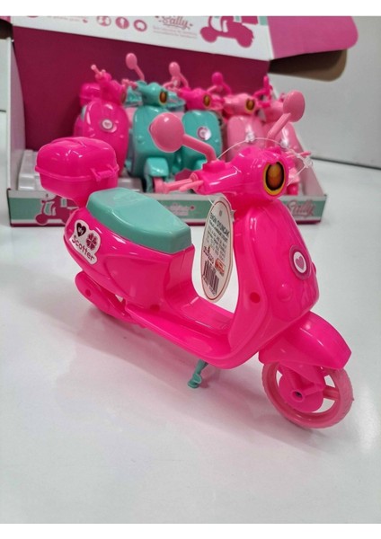 Luxury Kız Çocuk Oyuncak Renkli Scotter Motosiklet Oyuncak Bebek Aksesuarı Şık Tasarım Motor 13X21 cm 1 Adet