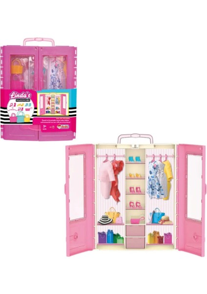 Luxury Giysi Dolabı - Taşınabilir Gardırop - Elbise+Ayakkabı+Çanta+Askılık+Barbie Gardırop Seti 1 Adet