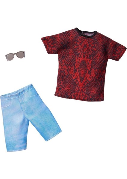 Luxury Ken'in Havalı Kıyafetleri FKT44 GHX50 Kırmızı Tshirt 1 Adet