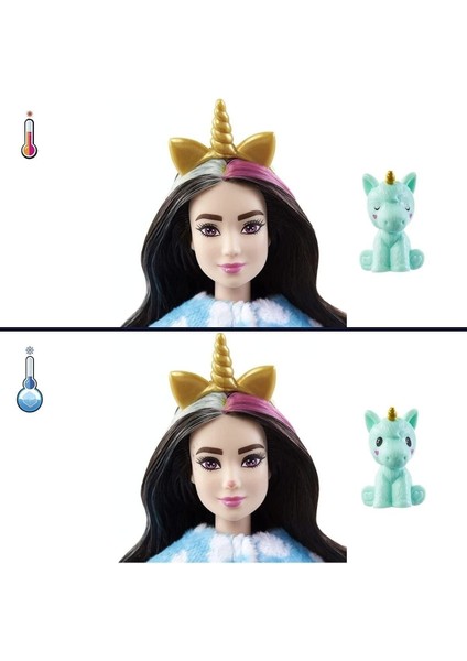 Luxury Cutie Reveal Bebekler 2. Seri Gökkuşağı Unicorn Peluş Kostüm, Mini Evcil Hayvan ve Renk Değiş 1 Adet modelleri