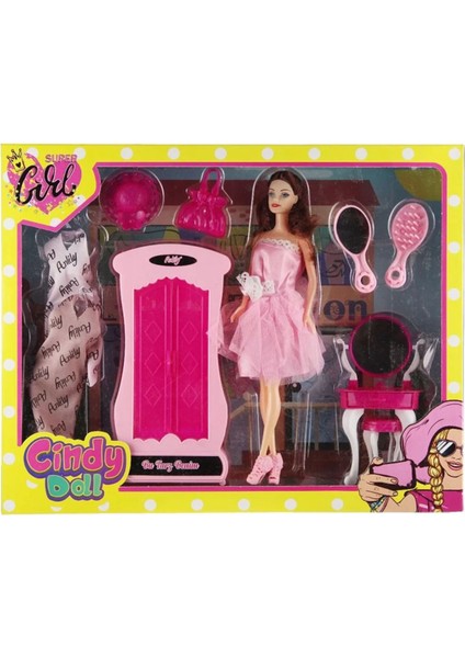 Luxury Cindy Dolaplı Makyaj Masalı Bebek - Mavi Su Dünyası 1 Adet
