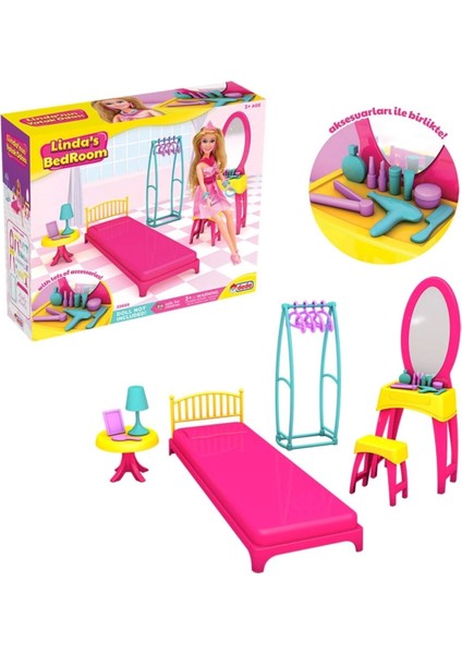 Luxury Linda'nın Yatak Odası - Yatak Odası Oyuncak - Yatak Odası Seti - Barbie Yatak Odası 1 Adet