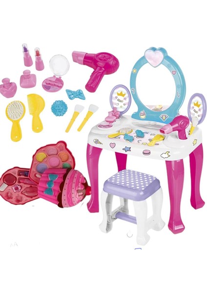 Luxury Taburalı Aksesuarlı Güzellik Masası Cupcake Model 2 Katlı Makyaj Oyun Seti 1 Adet modelleri