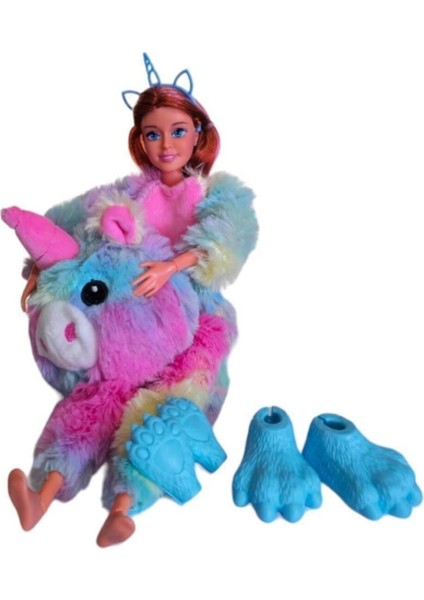 Luxury Aksesuarlı Hayvan Kostümlü Bebek Renkli Unicorn 66841 1 Adet