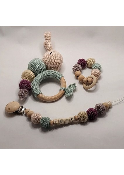Luxury Baby Bliss %100 Organik Amigurumi Tirtil Dis Kasiyici ve Dogal Ahsap Emzik Zinciri 1 Adet fiyatları