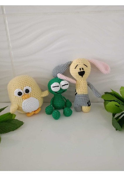 Luxury Amigurumi Oyuncaklar (Kurbağa, Penguen ve Maskod) 1 Adet