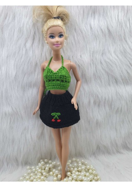 Luxury Ki?razli Crop Takim- Etekli? Crop Takim 2li? Takim Oyuncak Bebek Gi?ysi?si? - Çocuk Hedi?yesi? 1 Adet