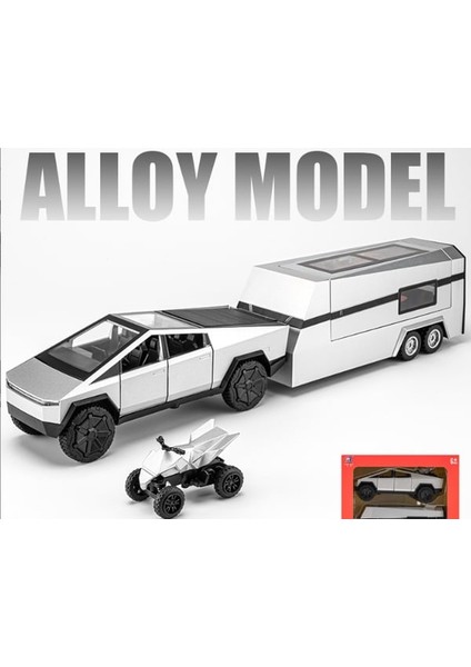 1:32 Tesla Cybertruck Karavan + Atv Model Oyuncak Araba (Yurt Dışından)