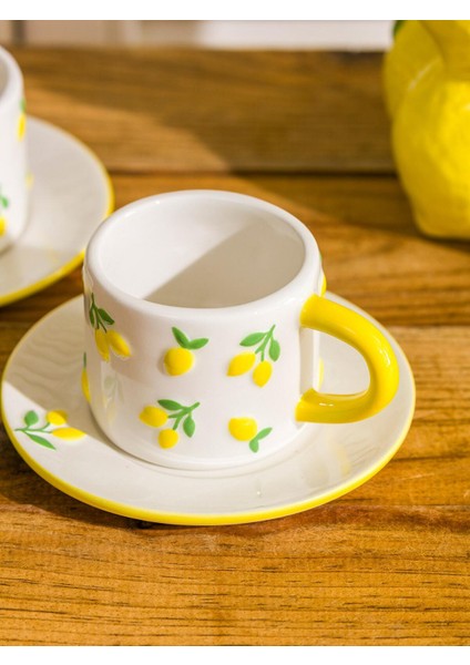Lcw Home Limon Baskılı 2 Kişilik Seramik Kahve Fincan Takımı 100 ml