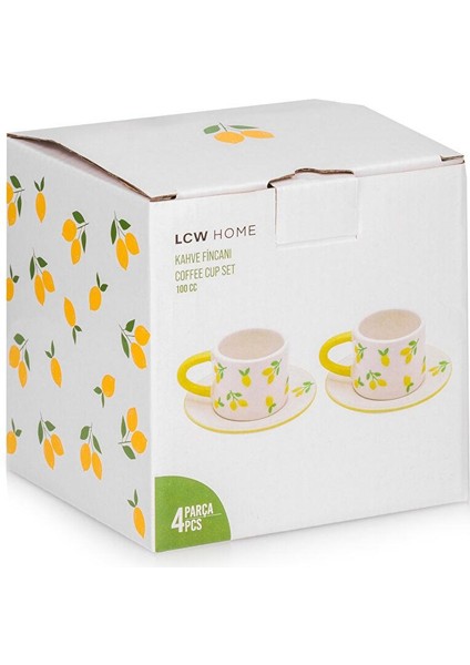 Lcw Home Limon Baskılı 2 Kişilik Seramik Kahve Fincan Takımı 100 ml